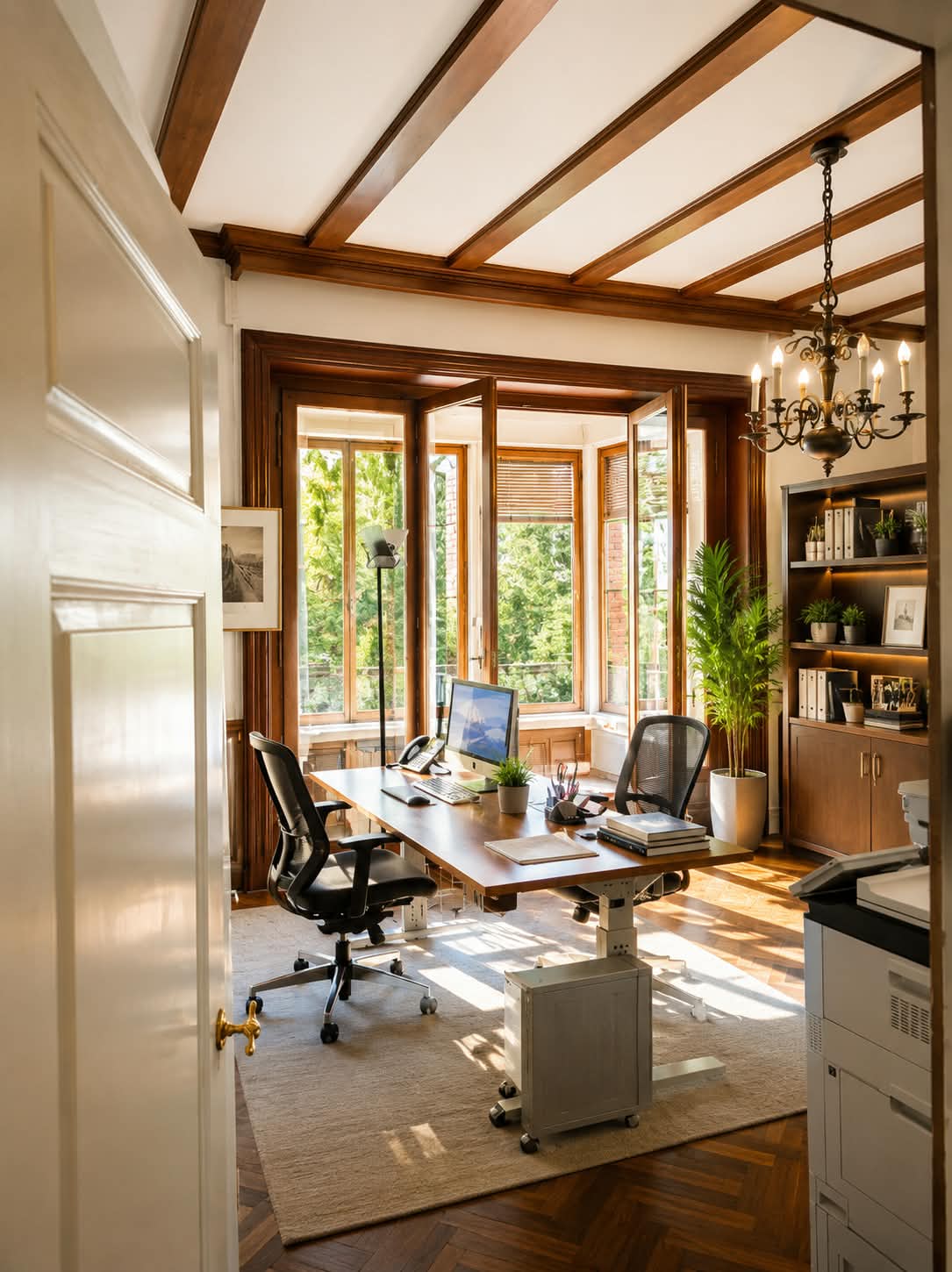 Historisches Büro mit Erkerfenstern in unserer Basler Villa